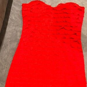 Vintage Charlotte Russe Red Strapless Stretchy Blouse Top Ruffles Size Large